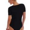 Tiara Galiano cotton T-shirt bodysuit with scoop neck and short sleeves, soft for everyday wear.