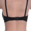 Unpadded microfiber soft-cup bra with sheer mesh trim, smooth under fitted tops with a back hook-and-eye closure.