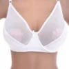Unpadded soft-cup bra in smooth microfiber with see-through mesh panels for a light, airy finish.