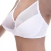 Unpadded soft-cup bra in smooth microfiber with a sheer see-through mesh detail along the edges of the cups.