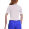 Crisp white mesh bodysuit with hook-and-eye fastening, a fresh base under shirts and knits.
