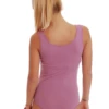 Wide-strap cotton tank bodysuit with scoop neck and bikini back, a no-fuss everyday base with jeans.