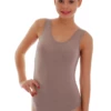 Women's sleeveless cotton tank bodysuit with scoop neck, wide straps and bikini cut, an everyday tank.