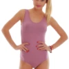 Women's sleeveless cotton tank bodysuit with scoop neck, wide straps and bikini cut, a no-fuss everyday tank.