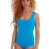 Women's sleeveless cotton tank bodysuit with scoop neck, wide straps and thong cut, an everyday base.
