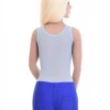 Women's mesh bodysuit with scoop neck and wide straps over a thong back, light everyday layering base.