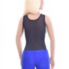 Women's mesh bodysuit with scoop neck, wide straps and thong cut, a light everyday layering base.