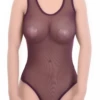 Women's sleeveless mesh bodysuit by Tiara Galiano with scoop neck, wide straps and brazilian cut, a light everyday base.