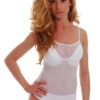 Women's sleeveless mesh bodysuit with a scoop neckline, slim spaghetti straps and a thong cut.