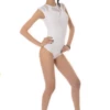 Women's sleeveless cotton bodysuit with round neck and thong cut, a clean everyday tee base.