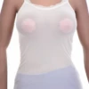Airy mesh camisole with delicate straps and a scoop neck, a close slim shape that follows the figure.