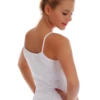 Soft breathable cotton camisole with delicate spaghetti straps that keep the shoulders bare, slim with stretch.