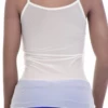 Breathable mesh camisole with fine spaghetti straps and a low scoop, an open-knit warm-weather layer with stretch.
