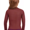 Close-fitting mesh long-sleeve tee with a low scoop, soft stretch and a ventilated open-knit texture.