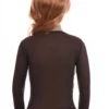 Close-fitting open-knit mesh tee with a scoop neckline and long sleeves, breathable for everyday layering.
