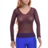 Close open-knit mesh tee with a scoop neckline, soft stretch and long sleeves for a light fitted shape.