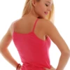 Women's cotton-blend camisole with thin spaghetti straps and a scoop neck, a soft slim everyday layer.