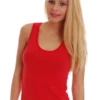 Cotton-blend tank with a scoop neckline and wide flat straps, keeping its shape and softness through washing.