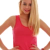 Women's cotton-blend tank with a scoop neckline and wide straps, soft and slim for everyday layering.