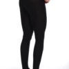 Black women's cotton leggings, full-length back view in soft breathable everyday cotton blend