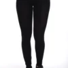 Black women's cotton leggings, full-length front view in a comfortable everyday stretch fabric