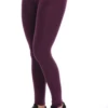Eggplant women's cotton leggings, side view highlighting the soft stretchy everyday cotton fabric