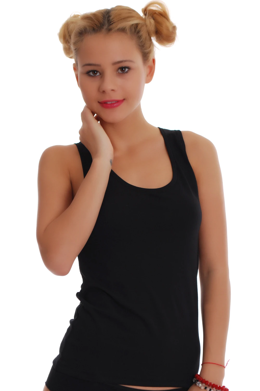 Cotton-blend scoop-neck tank, an everyday staple that layers under a cardigan or works on its own.