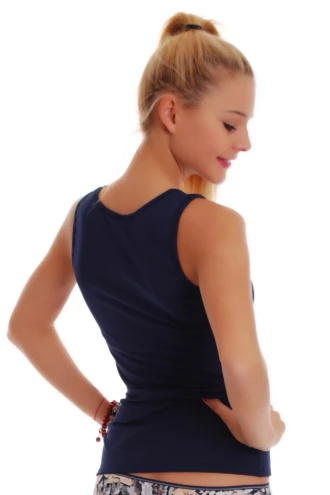 Women's cotton tank with a scoop neck and wide straps, a soft breathable everyday slim layer.