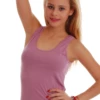 Women's cotton tank with a scoop neck and wide straps, a soft slim everyday layer worn alone or under a shirt.