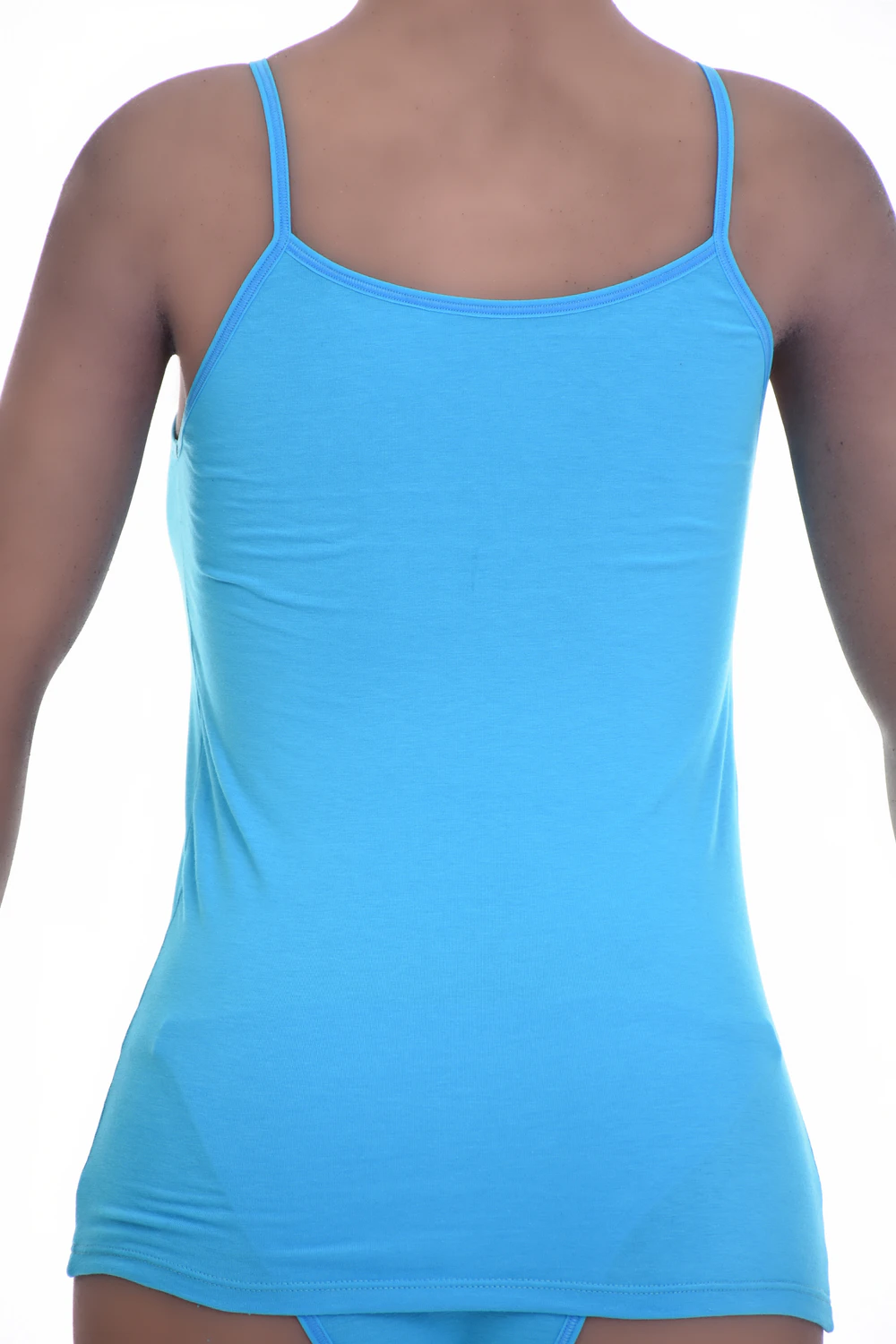 Delicate cotton-blend scoop camisole with fine spaghetti straps, a close slim layer that keeps its softness washing.