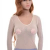 Fitted mesh long-sleeve tee with a scoop neck and airy ventilated knit that follows the figure.