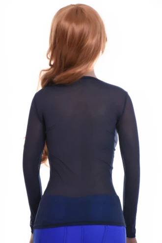 Fitted mesh long-sleeve tee with a scoop neck, open-knit ventilated fabric and a little comfortable stretch.