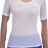 Women's fitted mesh tee with a scoop neckline and short sleeves in a close ventilated slim cut.