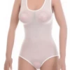 Women's sleeveless mesh bodysuit with scoop neck, wide straps and brazilian cut, a light everyday base.
