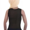 Women's mesh tank with wide straps and a scoop neck, airy and slim to layer over a bralette in warm weather.