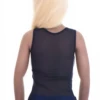 Women's mesh tank with wide straps and a scoop neckline, an airy slim open-knit layer for warm weather.