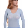 Women's mesh tee with a scoop neckline and long sleeves, a close ventilated slim layer that breathes.
