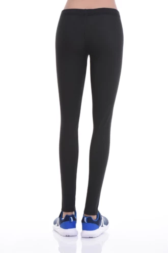 Anthracite microfiber leggings with a fine ribbed texture, full-length back view with a snug stretch fit