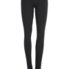 Anthracite microfiber leggings with a fine ribbed texture, full-length front view of the sleek fit