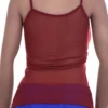 Open-knit mesh camisole with a close slim fit and thin straps, a breathable warm-weather layer with a little stretch.