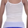 Breathable open-knit mesh camisole with delicate spaghetti straps that keep the shoulders bare, light and airy.