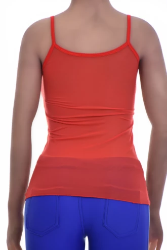 Open-knit mesh scoop-neck camisole with delicate straps and stretch, a light textured everyday layer.