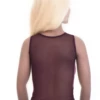 Open-knit mesh tank with a close slim cut and wide straps, breathable for warm-weather wear with a little stretch.