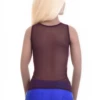 Breathable open-knit mesh tank with a scoop neck and wide straps, a slim airy layer for warm-weather wear.