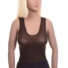 Women's open-knit mesh tank with a scoop neckline and wide straps, airy and slim for everyday warm-weather wear.
