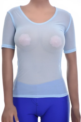 Open-knit mesh tee with a close ventilated line and short sleeves, an airy everyday warm-weather layer.