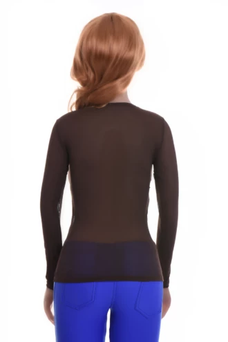 Open-knit mesh tee with a close ventilated line and long sleeves, an easy everyday slim layer for cooler days.