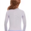 Breathable open-knit mesh tee with a low scoop neck and long sleeves, airy and light for layering.