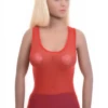 Slim airy mesh scoop-neck tank with wide straps and stretch, ventilated and light for warm days.