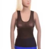 Slim airy mesh scoop-neck tank with wide straps and stretch, ventilated and light for warm days.